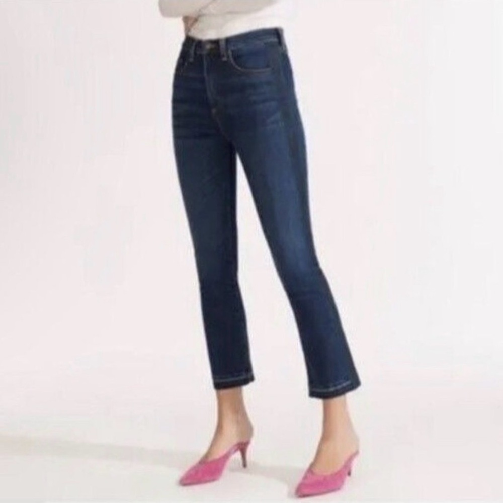 Veronica Beard Carly Kick Flare High Rise Jeans‎ Womens 27 Blue Side Tux Stripe
